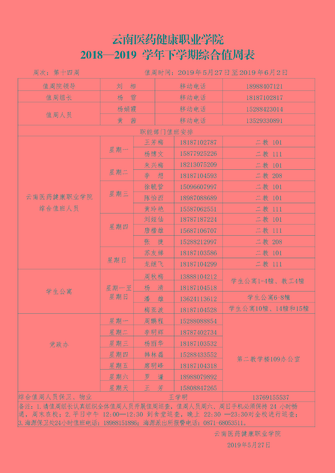 云南医药、医学院2018-2019学年下学期第十四周综合值周安排表（定稿）(1).jpg